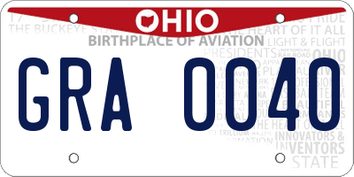 OH license plate GRA0040