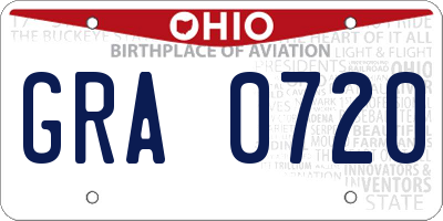 OH license plate GRA0720