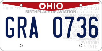OH license plate GRA0736