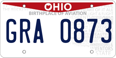 OH license plate GRA0873