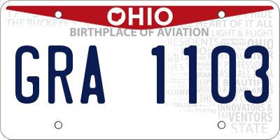 OH license plate GRA1103