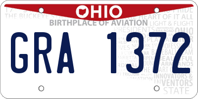 OH license plate GRA1372