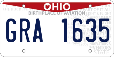 OH license plate GRA1635