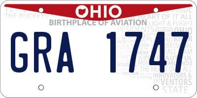OH license plate GRA1747