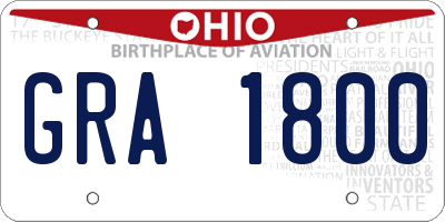 OH license plate GRA1800