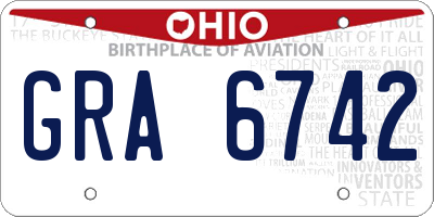 OH license plate GRA6742