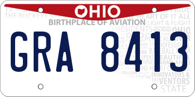 OH license plate GRA8413