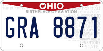 OH license plate GRA8871