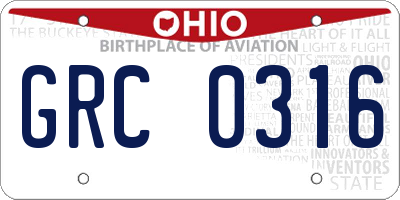 OH license plate GRC0316