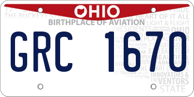 OH license plate GRC1670