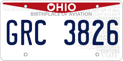 OH license plate GRC3826