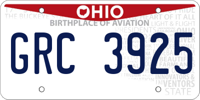 OH license plate GRC3925