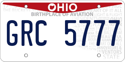 OH license plate GRC5777