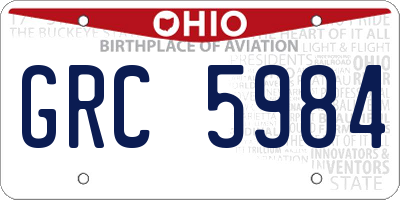 OH license plate GRC5984