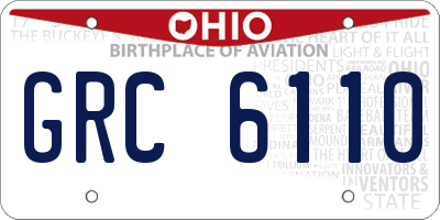 OH license plate GRC6110