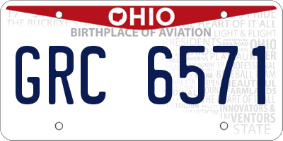 OH license plate GRC6571