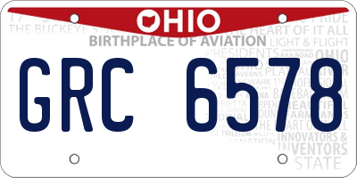 OH license plate GRC6578