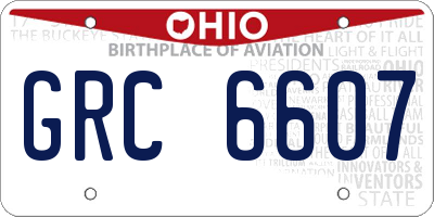 OH license plate GRC6607