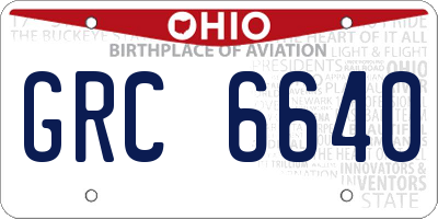 OH license plate GRC6640