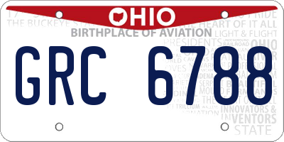 OH license plate GRC6788