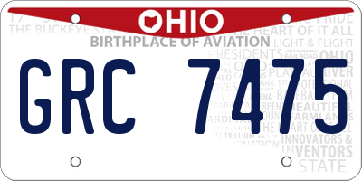 OH license plate GRC7475