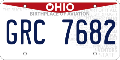 OH license plate GRC7682