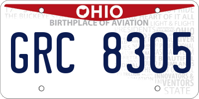 OH license plate GRC8305