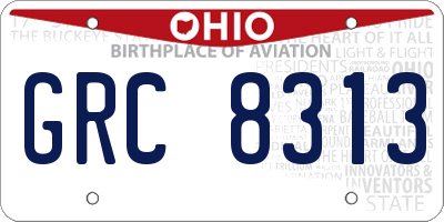 OH license plate GRC8313