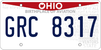 OH license plate GRC8317