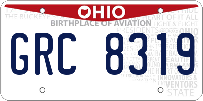 OH license plate GRC8319