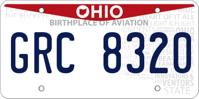 OH license plate GRC8320