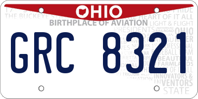 OH license plate GRC8321