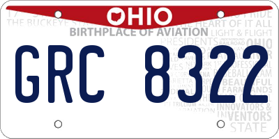 OH license plate GRC8322