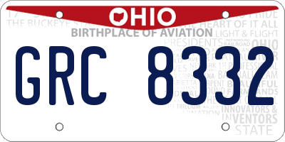 OH license plate GRC8332