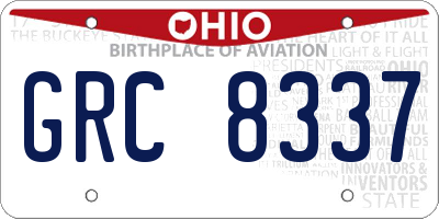 OH license plate GRC8337