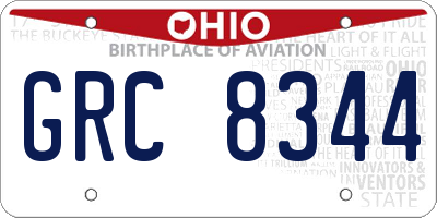 OH license plate GRC8344