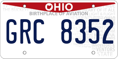 OH license plate GRC8352