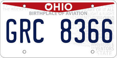 OH license plate GRC8366