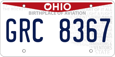 OH license plate GRC8367