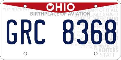 OH license plate GRC8368