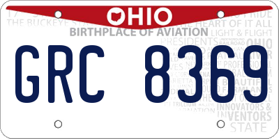 OH license plate GRC8369