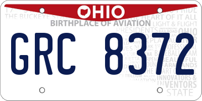 OH license plate GRC8372