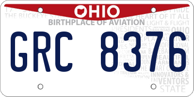 OH license plate GRC8376