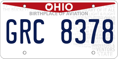 OH license plate GRC8378