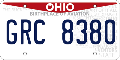 OH license plate GRC8380