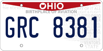 OH license plate GRC8381