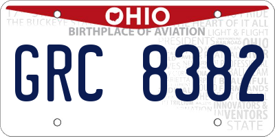 OH license plate GRC8382