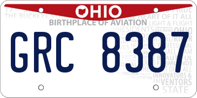 OH license plate GRC8387