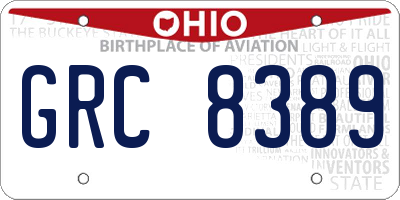 OH license plate GRC8389