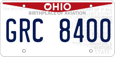 OH license plate GRC8400